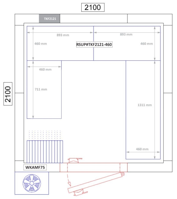 Kit d'étagères aluminium (anodisé) - forme en U - profondeur: 460 mm