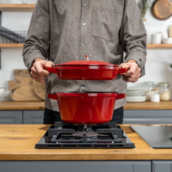 STAUB | STACKABLE SET - Set de casseroles - 3 pcs - Ø 240mm - Fonte - Rouge cerise