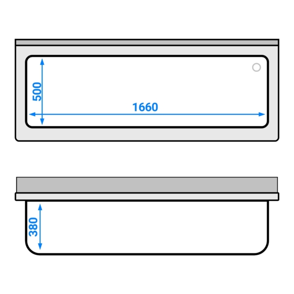 Evier à casseroles - 1800x700mm - avec fond & 1 bac