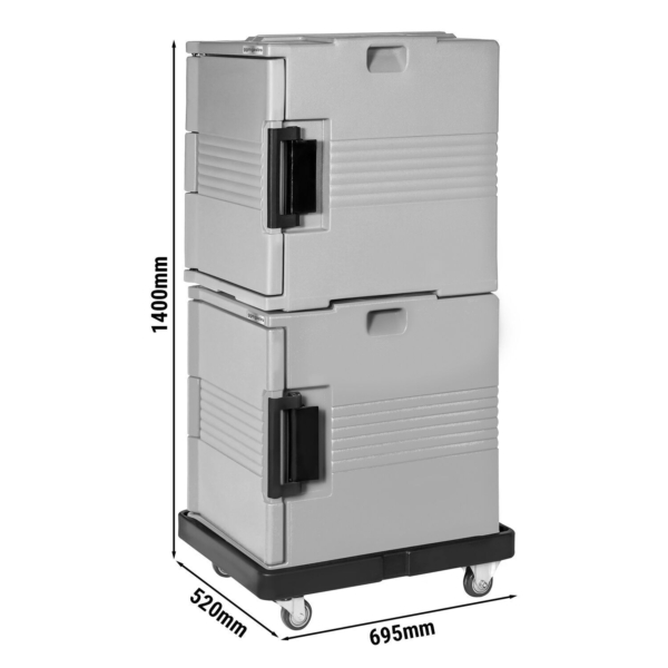 2x Thermobox - Chargeur frontal - 58 litres - pour 12x GN 1/1 - incluant un chariot de transport