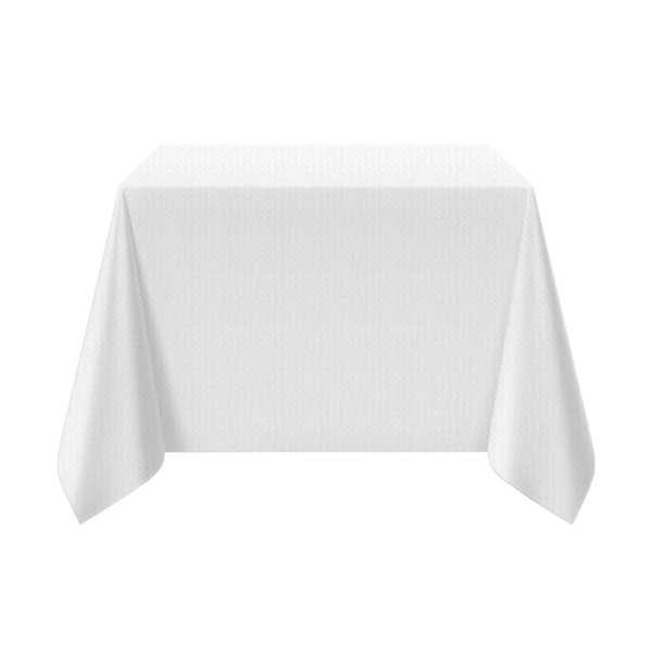 Nappe de table damassée Porto Diamant - 130 cm x 220 cm - Lot de 30 pièces en blanc