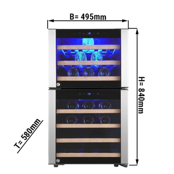 Cave à vin en inox ECO - 2 zones de température - 120 litres - max. 45 bouteilles