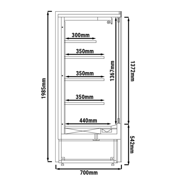 Vitrine réfrigérée murale - 2525mm - avec éclairage LED, portes vitrées & 4 étagères