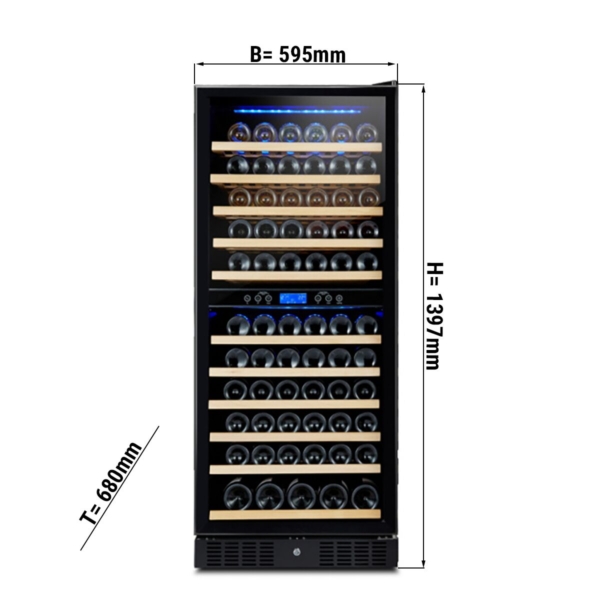 Cave à vin en acier inoxydable ECO - 2 zones climatiques - 350 litres - capacité maximale de 116 bouteilles