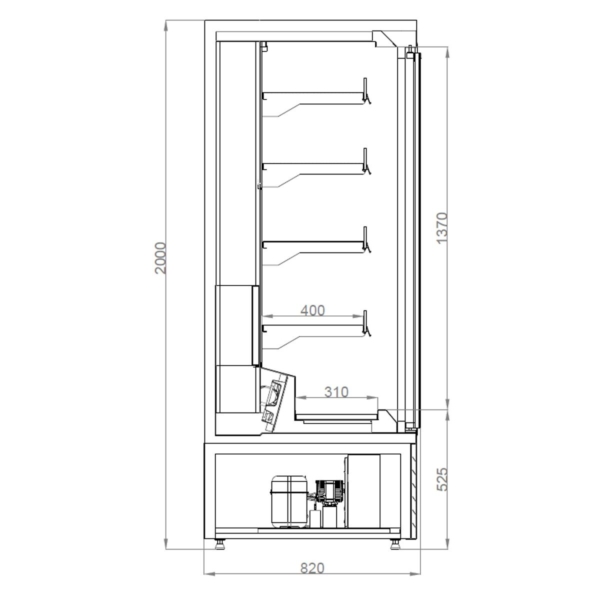 Meuble mural de congélation - 1350mm - 665 litres - avec éclairage LED, portes vitrées isolées & 4 étagères