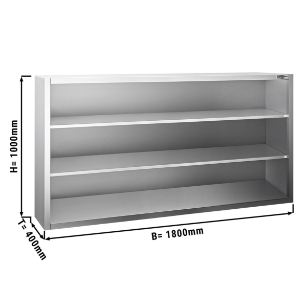 Armoire murale en inox PREMIUM - 1800x400mm - sans porte coulissante - hauteur 1000mm