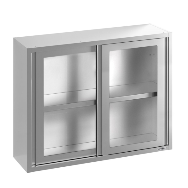 Armoire murale en inox - 1000x400mm - avec porte coulissante en verre - hauteur 1000mm