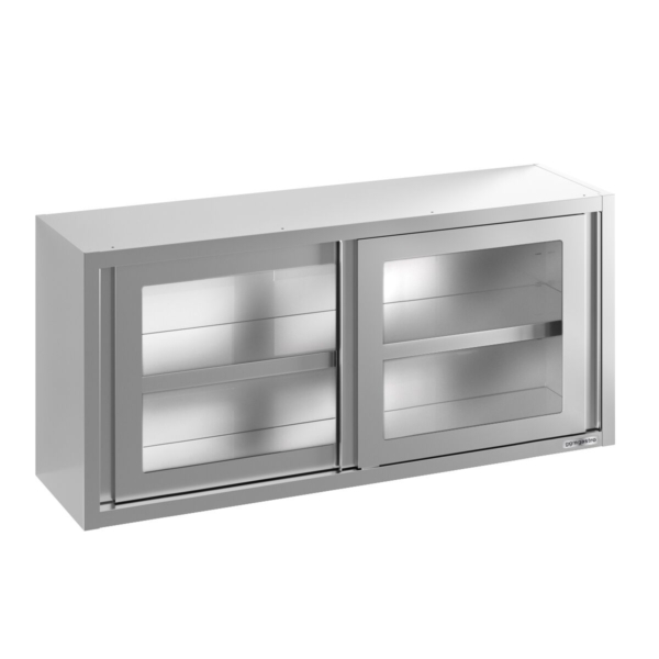 Armoire murale en inox - 1200x400mm - avec porte coulissante en verre - hauteur 650mm