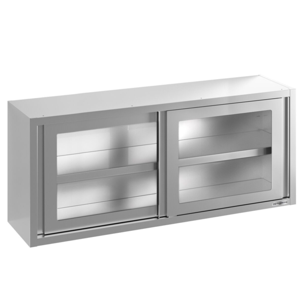 Armoire murale en inox - 1600x400mm - avec porte coulissante en verre - hauteur 650mm