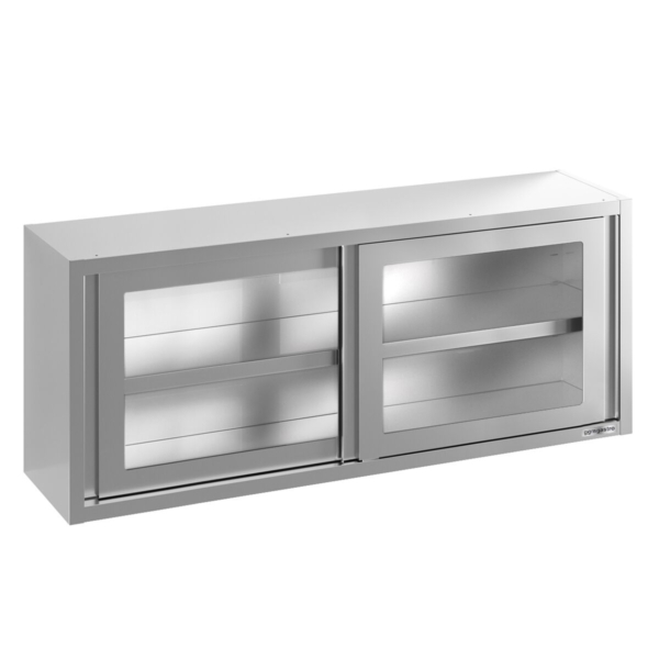 Armoire murale en inox - 1800x400mm - avec porte coulissante en verre - hauteur 650mm