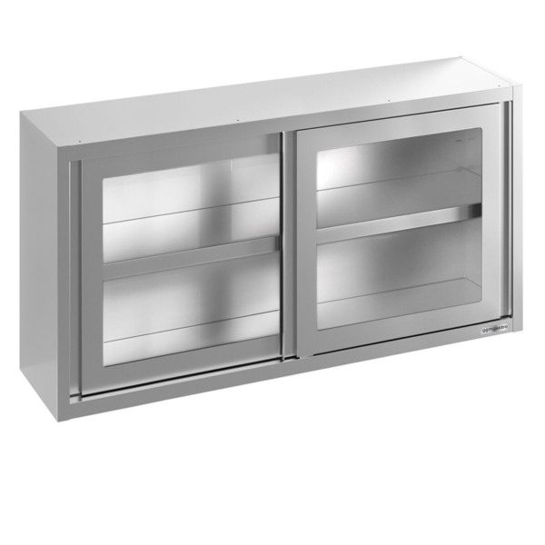 Armoire murale en inox - 1800x400mm - avec porte coulissante en verre - hauteur 800mm