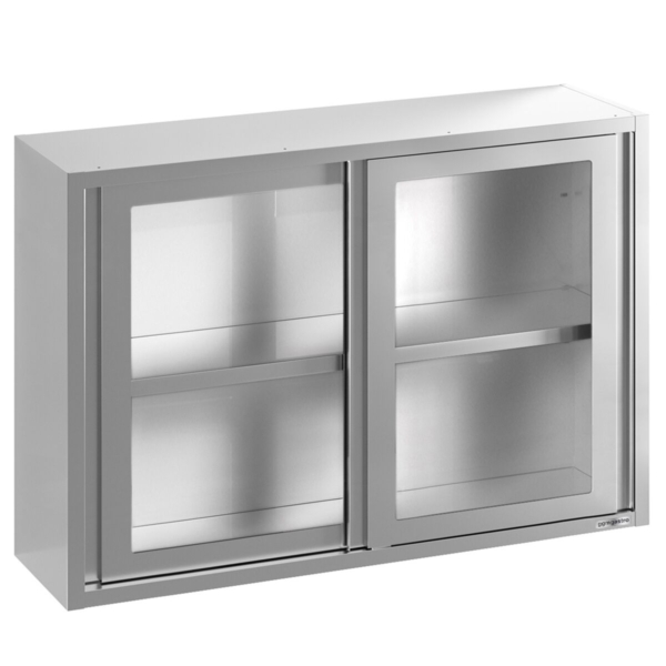 Armoire murale en inox - 2000x400mm - avec porte coulissante en verre - hauteur 1000mm