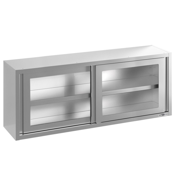 Armoire murale en inox - 2000x400mm - avec porte coulissante en verre - hauteur 650mm