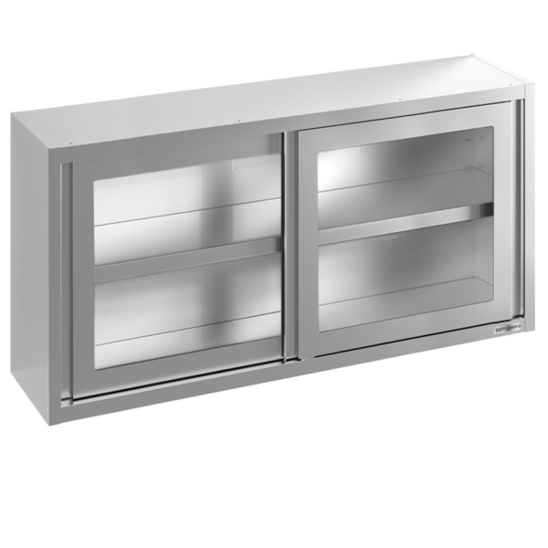 Armoire murale en inox - 2000x400mm - avec porte coulissante en verre - hauteur 800mm