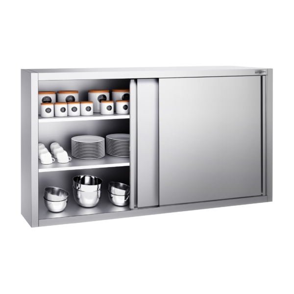 Armoire murale en inox PREMIUM - 1600x400mm - avec porte coulissante - hauteur 1000mm