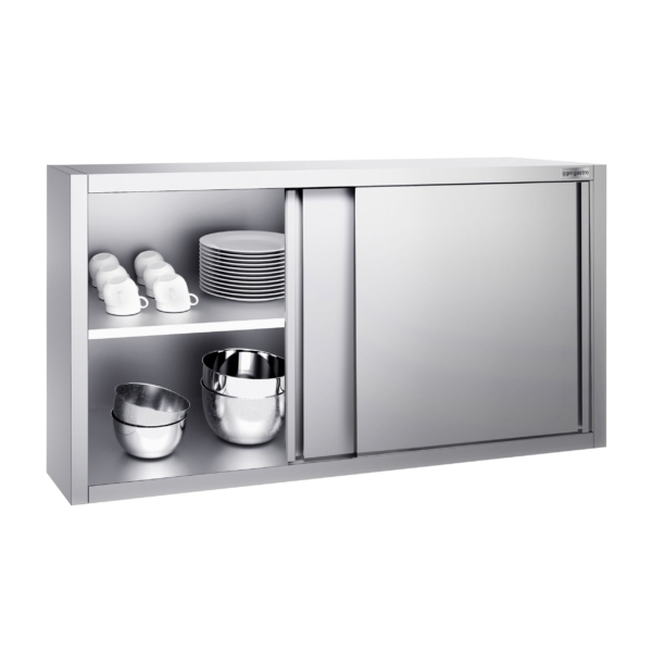 Armoire murale en inox PREMIUM - 1600x400mm - avec porte coulissante - hauteur 800mm