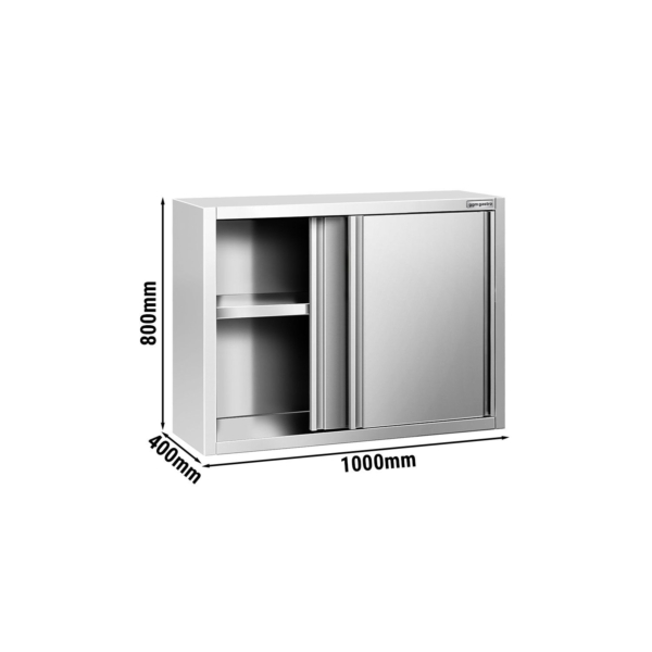 Armoire murale en inox PREMIUM - 1000x400mm - avec porte coulissante - hauteur 800mm