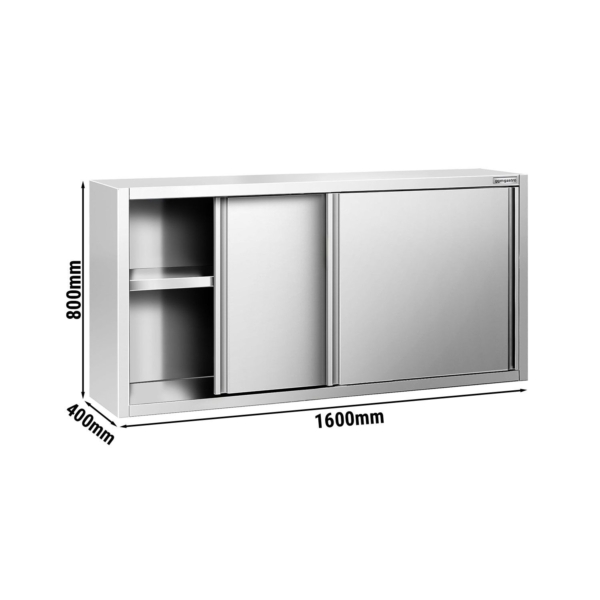 Armoire murale en inox PREMIUM - 1600x400mm - avec porte coulissante - hauteur 800mm