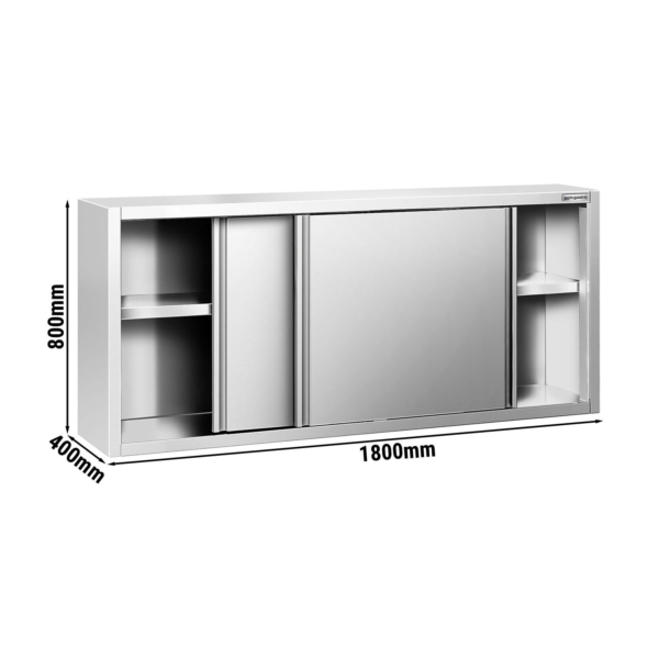 Armoire murale en inox PREMIUM - 1800x400mm - avec porte coulissante - hauteur 800mm