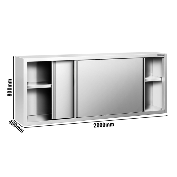 Armoire murale en inox PREMIUM - 2000x400mm - avec porte coulissante - hauteur 800mm