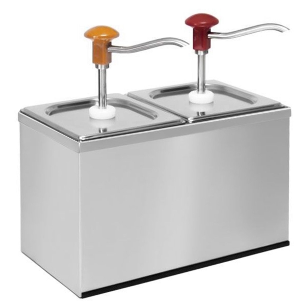 Support inox pour distributeur de sauce - 2x 2 litres