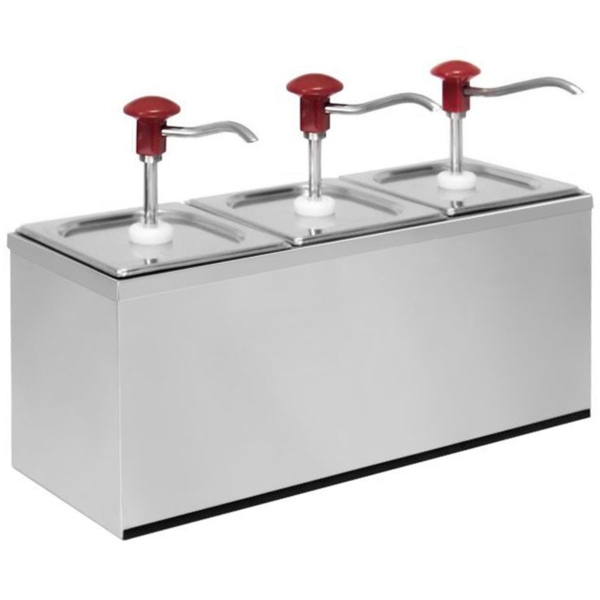 Distributeur de sauce - 3x 2 litres - support inox inclus