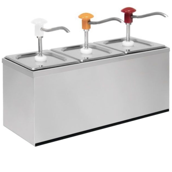 Support inox pour distributeur de sauce - 3x 2 litres