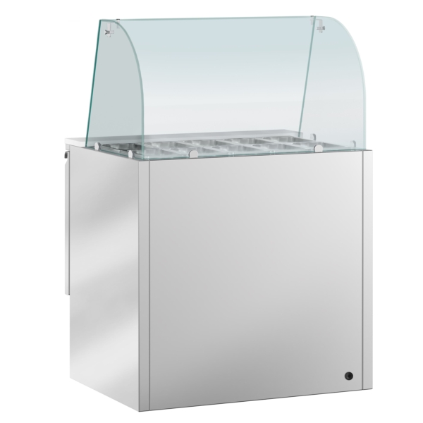 Saladette ECO - 900mm - 2 portes - pour 2x GN 1/1 & 3x GN 1/6 - Rehausse en verre haute