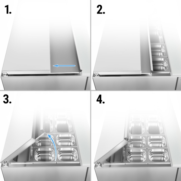 Saladette PREMIUM - 450mm - Entrée pour récipients GN - 1 porte vitrée