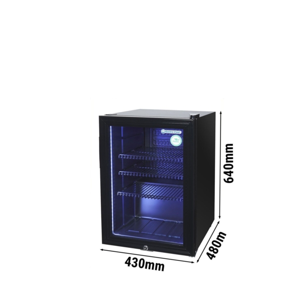 GASTRO-COOL | Réfrigérateur minibar - 430 mm - 62 Litres - avec 1 porte en verre et éclairage LED - Noir