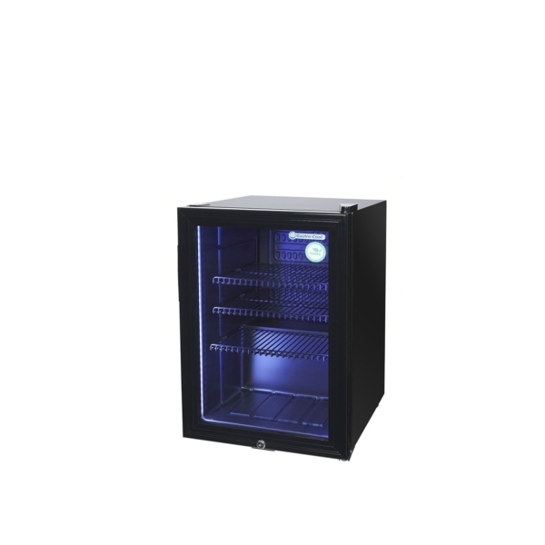 GASTRO-COOL | Réfrigérateur minibar - 430 mm - 62 Litres - avec 1 porte en verre et éclairage LED - Noir