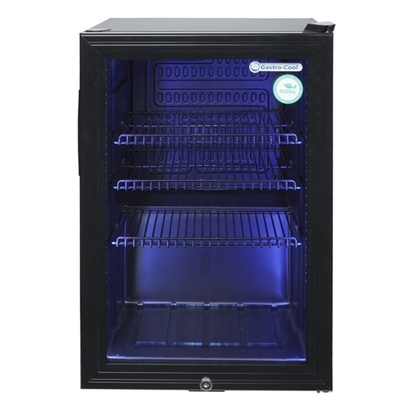 GASTRO-COOL | Réfrigérateur minibar - 430 mm - 62 Litres - avec 1 porte en verre et éclairage LED - Noir