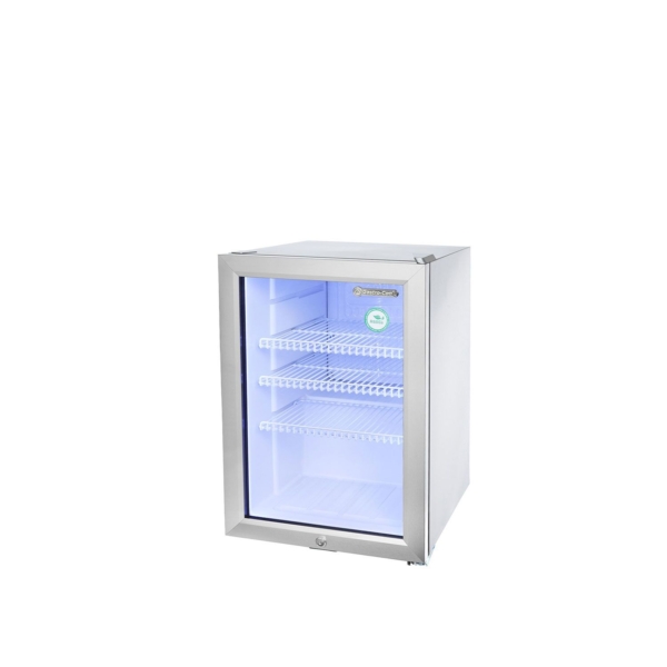 GASTRO-COOL | Réfrigérateur minibar - 430 mm - 62 Litres - avec 1 porte en verre et éclairage LED - Argent