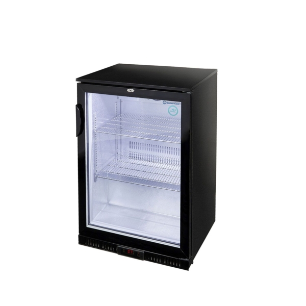 GASTRO-COOL | Réfrigérateur de bar - 600 mm - 128 Litres - avec 1 porte vitrée battante - Noir