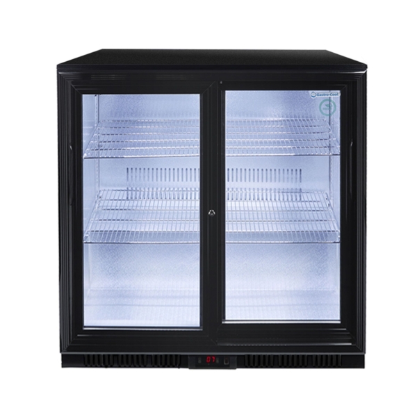 GASTRO-COOL | Réfrigérateur de bar - 900 mm - 200 Litres - avec 2 portes vitrées coulissantes - Noir