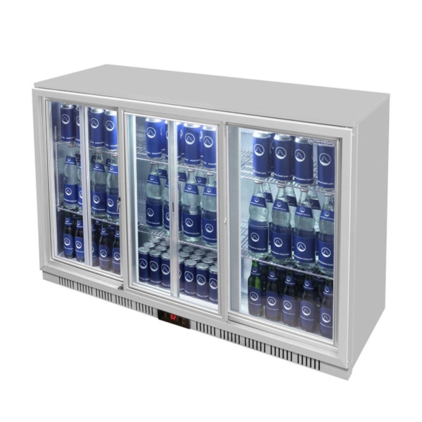 GASTRO-COOL | Réfrigérateur de bar - 1350 mm - 312 litres - avec 3 portes coulissantes en verre - Argent