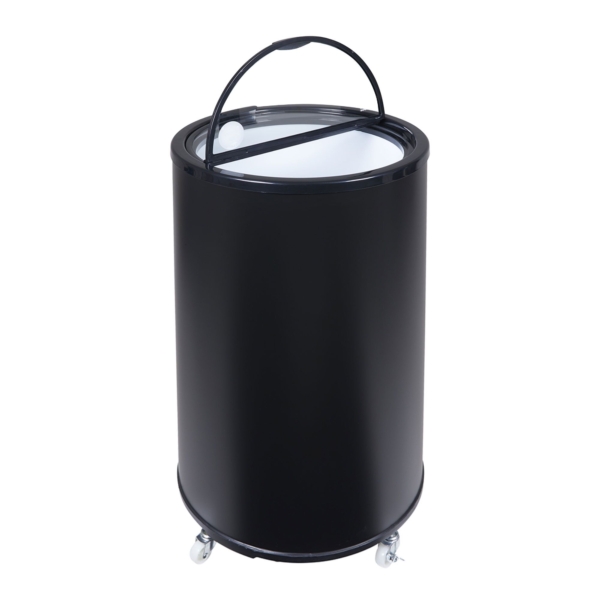 GASTRO-COOL | Réfrigérateur de fête / tonneau réfrigérant - 41 litres - couvercle en verre et roulettes - Noir