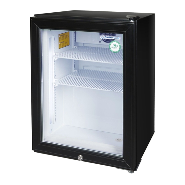 GASTRO-COOL | Minibar Congélateur - 51 Litres - avec 1 Porte en Verre - Noir