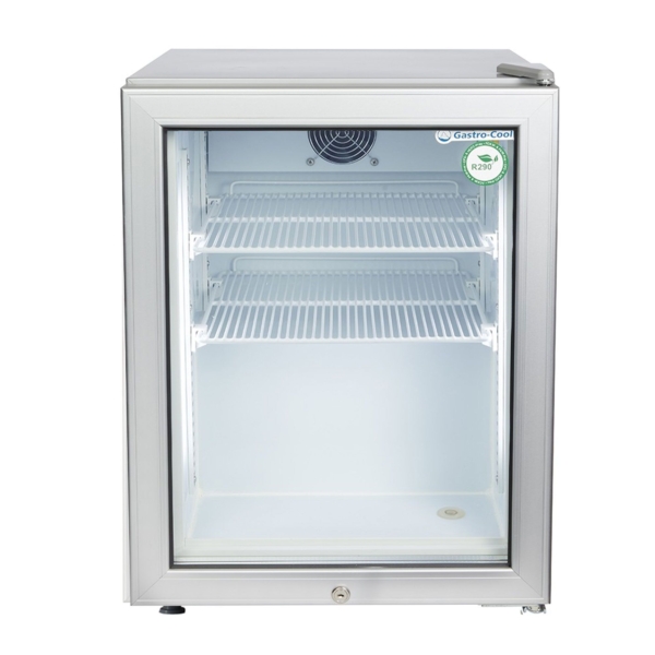 GASTRO-COOL | Réfrigérateur minibar congélateur - 51 litres - avec 1 porte en verre - Argent