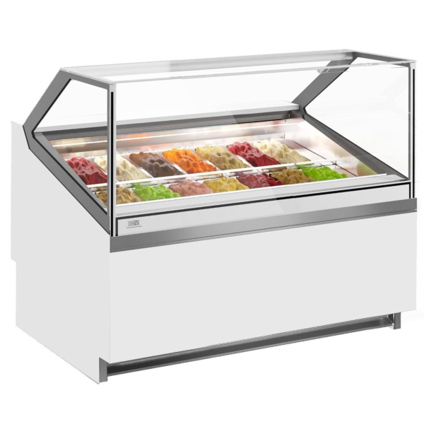 Comptoir à glace IVY - 1250mm - à air pulsé - pour 14x 5 litres de bacs à glace - Blanc