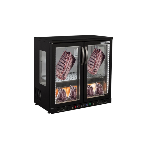 Armoire de maturation de viande Dry Aging - 920 mm - avec 2 portes en verre - Noir