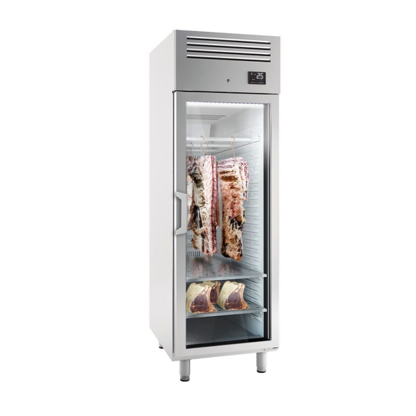 Armoire de maturation de viande Dry Aging - 680 mm - avec 1 porte en verre - Acier inoxydable