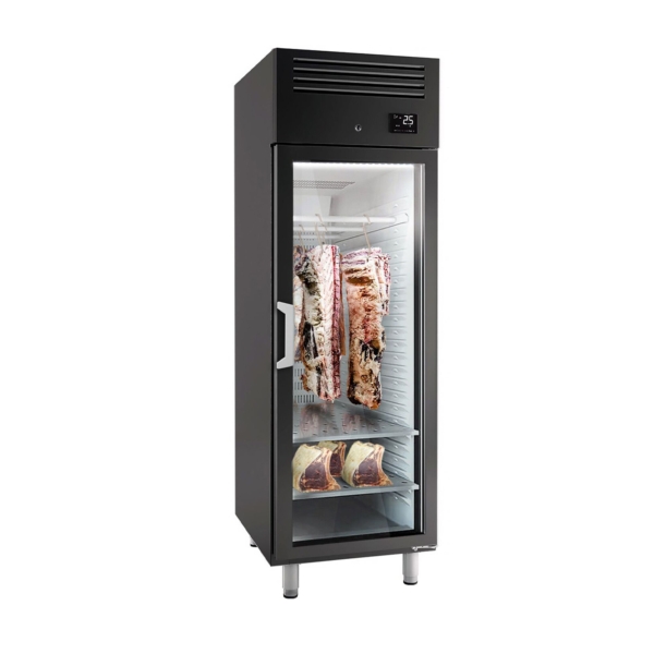 Armoire de maturation de viande Dry Aging - 680 mm - avec 1 porte en verre - Noir