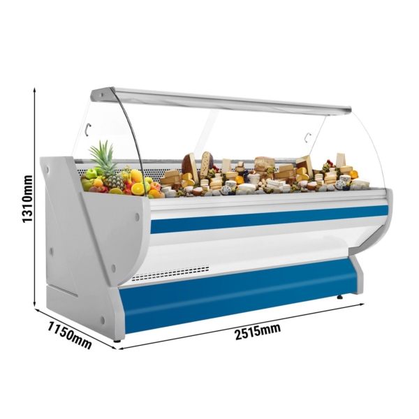 Comptoir réfrigéré - 2500 mm - avec éclairage - Panneau avant bleu