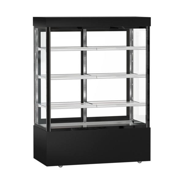 Vitrine à gâteaux MADRID - 1500mm - avec éclairage LED, 3 étagères - Noir Mat