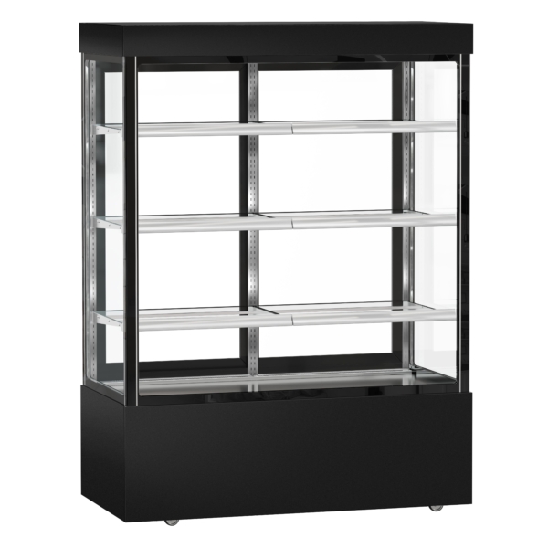 Vitrine à gâteaux MADRID - 1500mm - avec éclairage LED, 3 étagères - Noir Mat