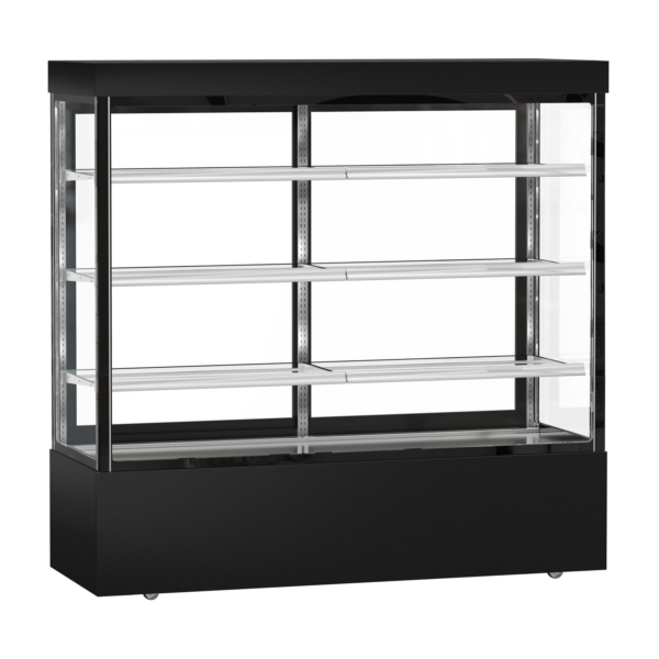 Vitrine à gâteaux MADRID - 1800mm - avec éclairage LED, 3 étagères - Noir Mat