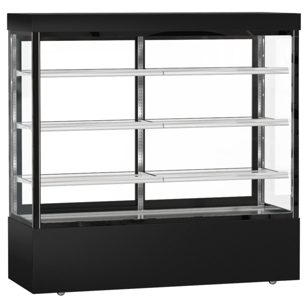 Vitrine à gâteaux MADRID - 1800mm - avec éclairage LED, 3 étagères - Noir Mat