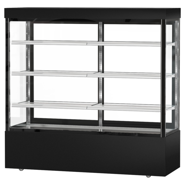 Vitrine à gâteaux MADRID - 1800mm - avec éclairage LED, 3 étagères - Noir Mat