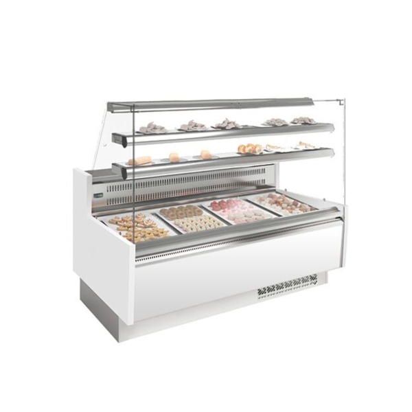 Comptoir à pâtisseries - 1620mm - avec éclairage LED & 2 étagères